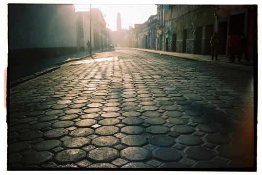 Empty road in morning light