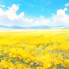 Zelfklevend Fotobehang Yellow and blue prairie © Han