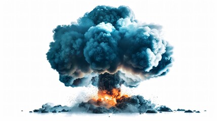 Nuclear explosions and mushroom clouds on a white background.