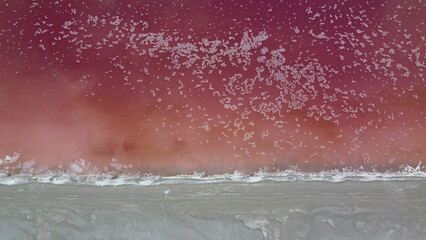 Aerial Beautiful Pink Water of the Great Salt Lake Utah