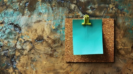 A rectangular green sticky note affixed to a wooden surface. Generative Ai