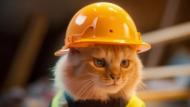 video of a cat wearing a helmet