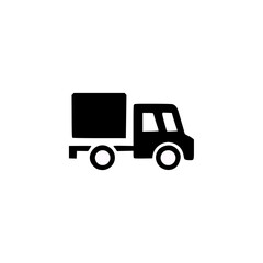 a black and white truck icon on a white background