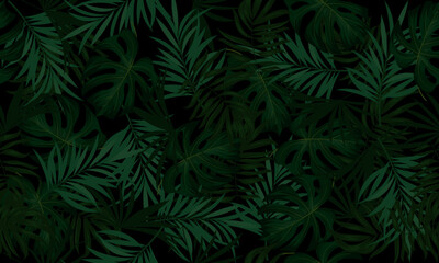 Tropical leaves seamless pattern.  exotic tropical foliage background. vintage floral.