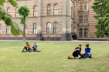Campus educational facility student recreation backyard off time break