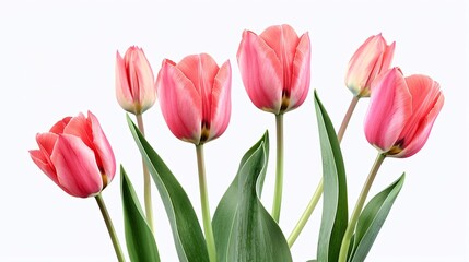 Naklejka premium Beautiful pattern tulip flowers isolated on a white background.