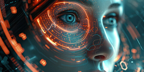 Eye of the electric light modern interface virtual innovation technology concept