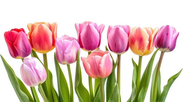 Beautiful pattern tulip flowers isolated on a white background.