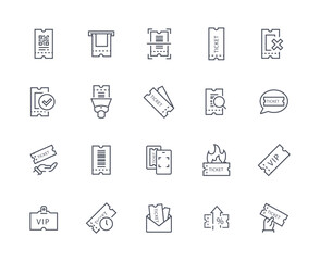 Ticket icons outline vector set