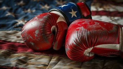 Pride and Power: A Pair of Boxing Gloves Representing American Spirit_Generative AI
