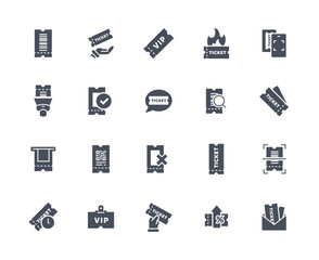 Ticket icons black vector set