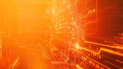 a tech futuristic orange background, minimalistic.