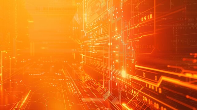 a tech futuristic orange background, minimalistic.