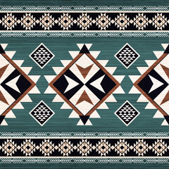 American Indian pattern Mexican Navajo style geometric ethnic pattern - obrazy, fototapety, plakaty