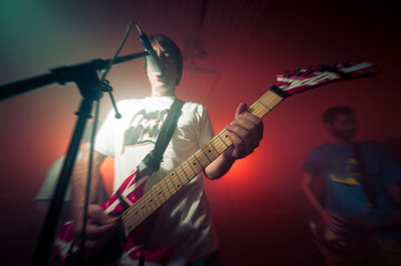 Intense urban concert at dark music stage