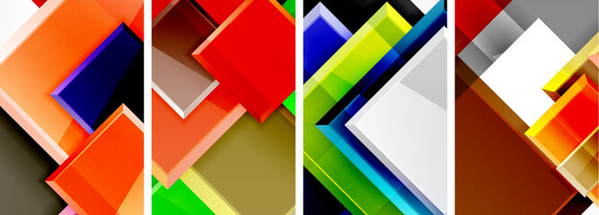 Color glass glossy square composition poster set for wallpaper, business card, cover, poster, banner, brochure, header, website