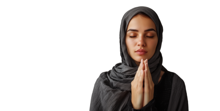 Portrait of a woman with a veil praying