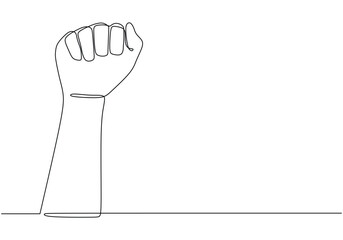 Continuous line drawing of fist arm. Protest and fight concept. Symbol of rebel and freedom vector illustration.