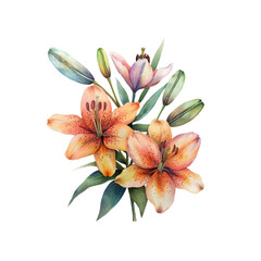 Obraz na płótnie Canvas cute lilies vector illustration in watercolour style