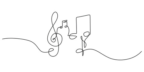 One line drawing abstract music note background. Line art hand drawn scribble hand drawn doodle sketch vector illustration.