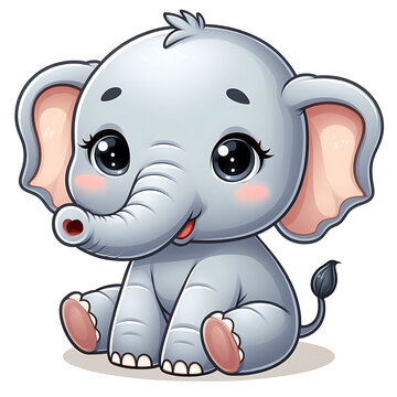 a 3d cartoon little elephant, Wallpaper Illustration, and background of a cute elephant. Front view. Concept of cute baby animal, icon.	