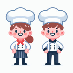 flat design illustration of a smiling chef couple