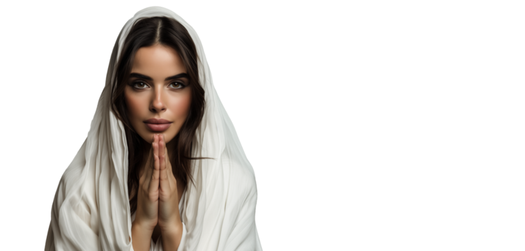 Portrait of a woman with a veil praying - Powered by Adobe