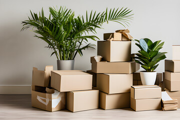Cardboard boxes  moving to a new house