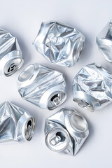 Aluminum broken cans. Sorting garbage for recycle.