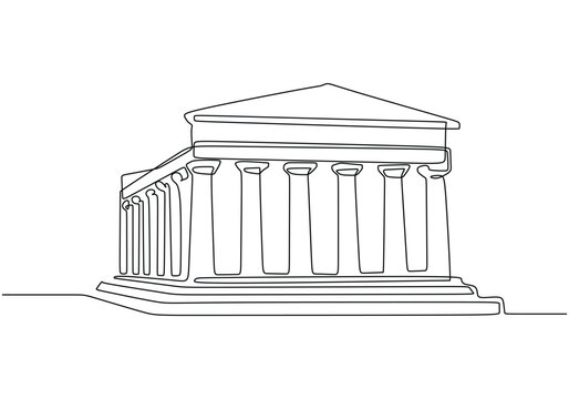 recommend clip art: Parthenon Greece traditional house in continuous one line art drawing. Traditional building vector illustration editable stroke.