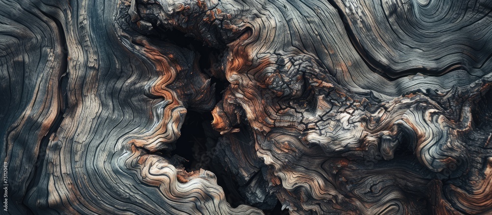 Aufkleber this close-up view showcases the detailed texture and patterns of a weathered tree trunk, revealing 