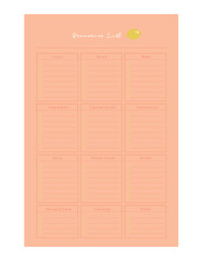 groceries list planner. Plan you food day easily. Vector illustration.