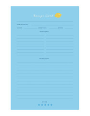 Recipe card planner. Plan you food day easily. Vector illustration.