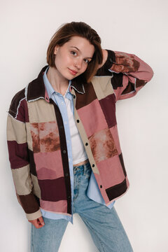 Stylish young woman in casual outfit