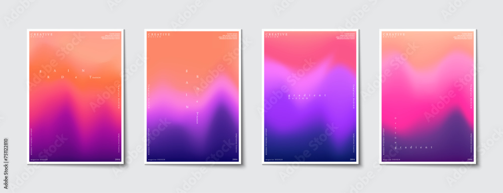 Poster multicolored abstract gradient graphic background collection. modern design patterns for covers, mag
