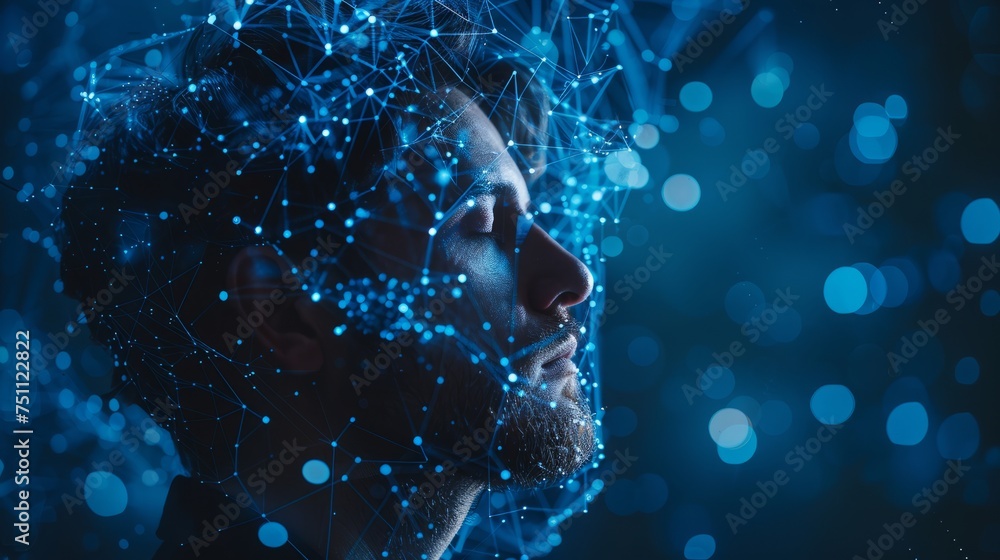 Poster brain nervous system concept. brain and thinking in a human head. science for study and learn. artif