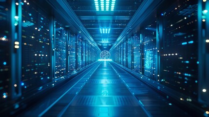 Fototapeta premium Cyber security, AI Mind, Network Management, Modern Data Center, Cloud Networking