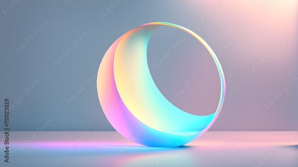 Aufkleber abstract-shape-holographic-effect-floating-against-a-simple-monochromatic-background-interplay
