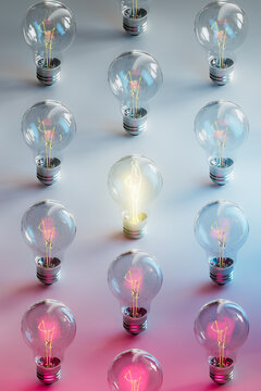 difference and standing out concept with lightbulbs