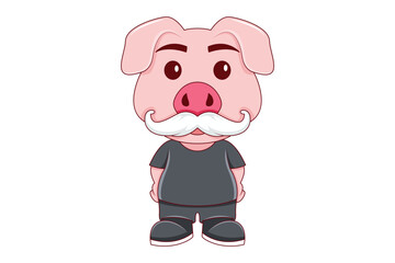 Cute Pig Character Design Illustration