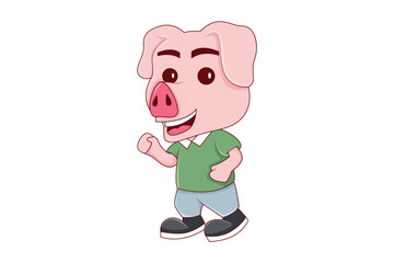 Cute Pig Character Design Illustration
