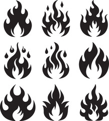 Fire flames silhouette isolated on a white background.