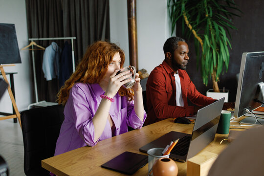 Beverage pause employee company office environment electronics workday