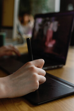 Anonymous tech device graphic tablet notebook editor creativity worker
