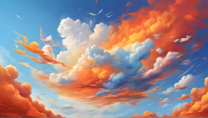 Fototapeten PSD a colorful background with a blue sky and orange colors © Gaming