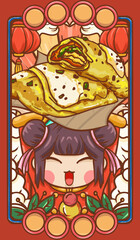Original hand drawn cartoon pancake illustration poster material
