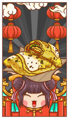 Original hand drawn cartoon pancake illustration poster material
