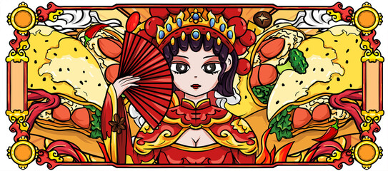 Original hand drawn cartoon pancake illustration poster material
