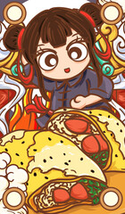 Original hand drawn cartoon pancake illustration poster material
