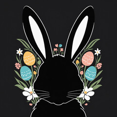 minimal line drawing illustration of a easter rabbit.generative AI